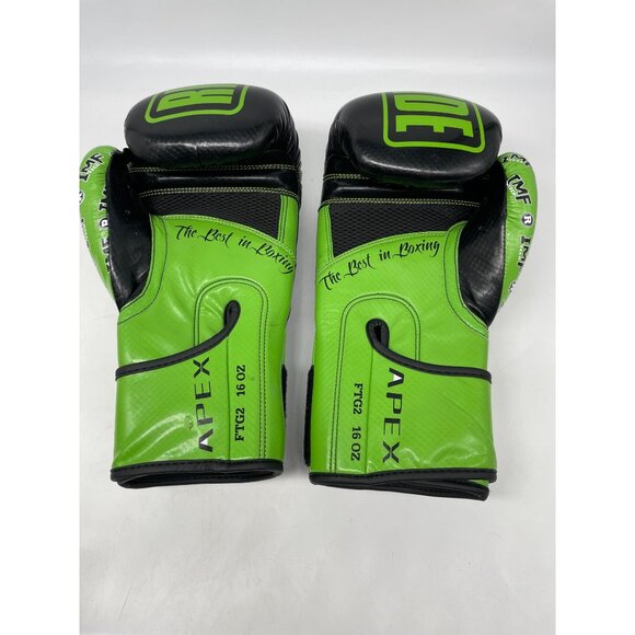 Ringside Apex IMF Tech Boxing Gloves 16 Oz Green & Black Synthetic Leather - Picture 3 of 11